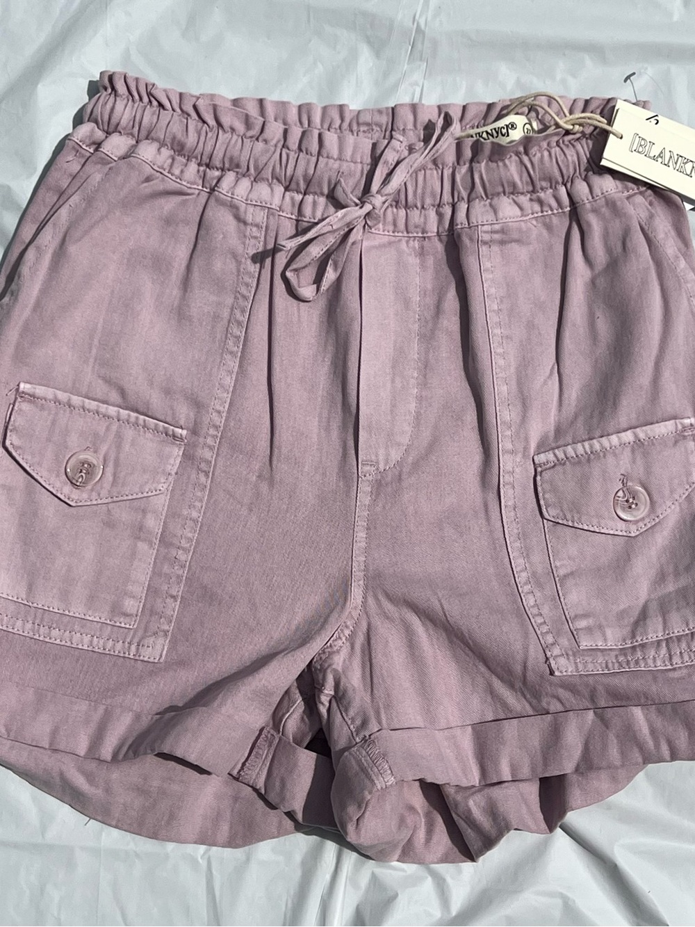 BLANKNYC 100% Cotton Pull On Shorts Lilac Purple Elastic Waist NWT Coastal beach